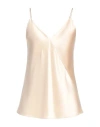 Max Mara Woman Top Beige Size 6 Silk