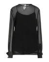Max Mara Woman Top Black Size 12 Silk In Black