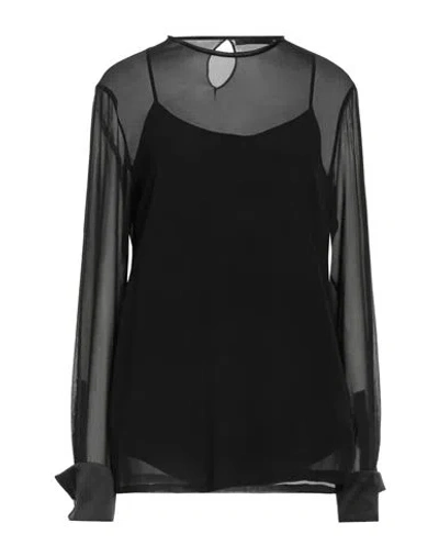 Max Mara Woman Top Black Size 12 Silk