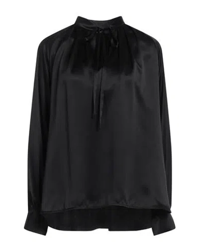 Max Mara Self-tie Long-sleeve Silk Blouse In Black