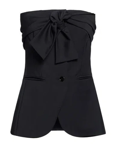 Max Mara Woman Top Black Size 8 Virgin Wool
