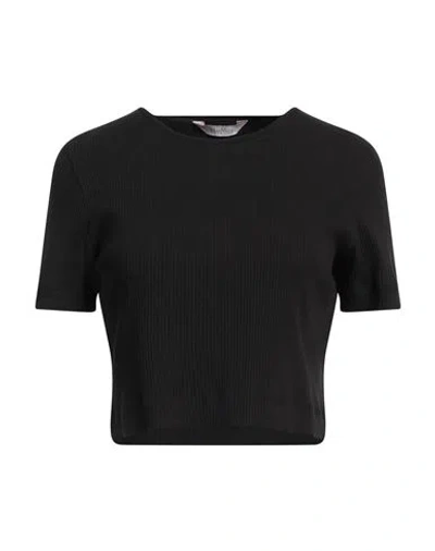 Max Mara Woman T-shirt Black Size L Cotton, Elastane In Blue