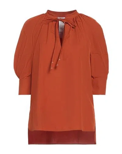 Max Mara Woman Top Brick Size 4 Cotton In Red