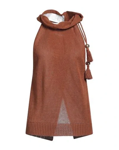 Max Mara Woman Top Brown Size M Linen