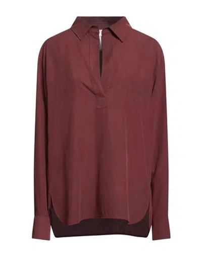 Max Mara Woman Top Burgundy Size 14 Silk
