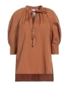 Max Mara Woman Top Camel Size 6 Cotton In Brown