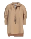 Max Mara Woman Top Camel Size 6 Cotton In Beige