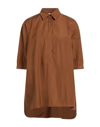 Max Mara Woman Top Camel Size 6 Cotton In Brown