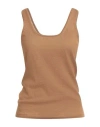 Max Mara Woman Top Camel Size L Cashmere In Brown