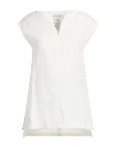 Max Mara Woman Top Ivory Size 6 Linen In White