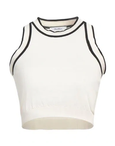 Max Mara Ruggero Cropped Cotton-blend Tank Top In Ivory