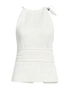 Max Mara Woman Top Ivory Size M Linen In White