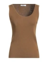 Max Mara Woman Top Khaki Size L Cotton In Beige