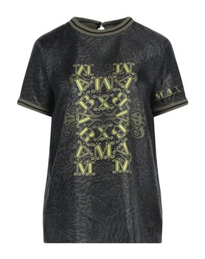 Max Mara Woman Top Military Green Size 4 Silk
