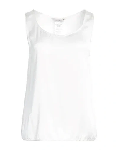 Max Mara Woman Top Off White Size 10 Silk, Elastane In Off White