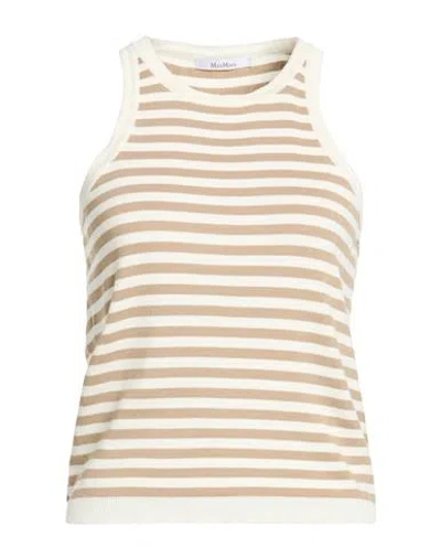 Max Mara Woman Top Off White Size L Cotton In Multi