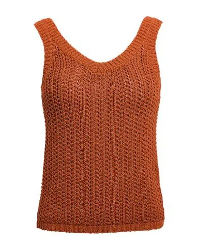 MAX MARA MAX MARA WOMAN TOP RUST SIZE L COTTON, POLYAMIDE