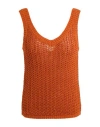 Max Mara Orange Open Knit Tank Top In Red
