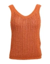 Max Mara Deep V-neck Sleeveless Top With Textured Knit In Brown