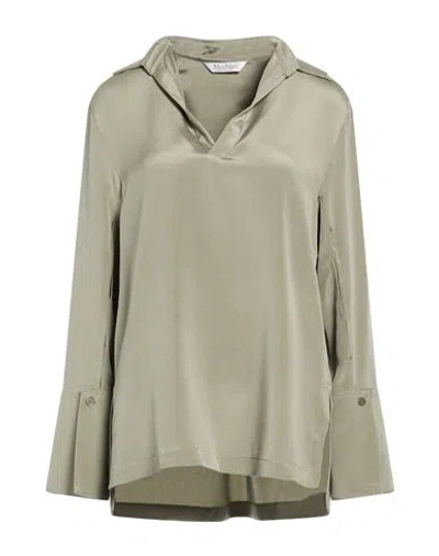 Max Mara Woman Top Sage Green Size 6 Silk, Elastane