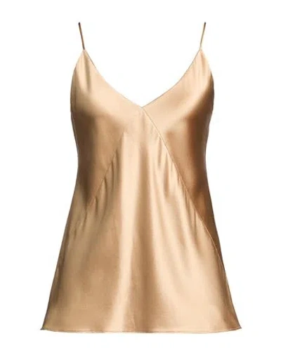 Max Mara Woman Top Sand Size 6 Silk In Gold