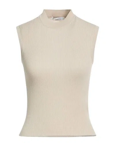 Max Mara Woman T-shirt Beige Size M Cotton, Silk In Neutral