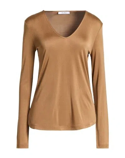 Max Mara Woman T-shirt Camel Size L Silk In Brown