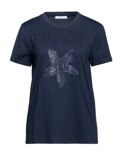 Max Mara Woman T-shirt Midnight Blue Size M Cotton