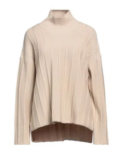 Max Mara Woman Turtleneck Beige Size L Virgin Wool