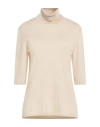 Max Mara Woman Turtleneck Beige Size L Virgin Wool In Beige
