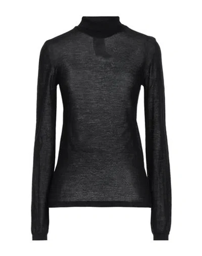Max Mara Woman Turtleneck Black Size L Virgin Wool In Black