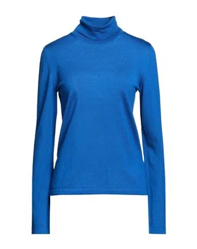 Max Mara Woman Turtleneck Blue Size M Virgin Wool