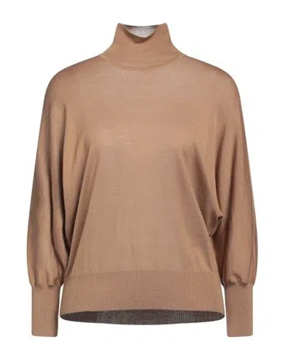 Max Mara Woman Turtleneck Brown Size L Virgin Wool In Brown