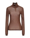 Max Mara Woman Turtleneck Brown Size L Virgin Wool
