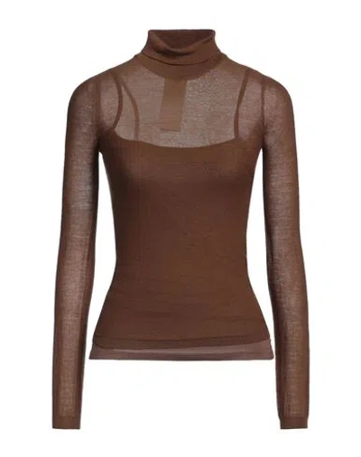Max Mara Woman Turtleneck Brown Size S Virgin Wool