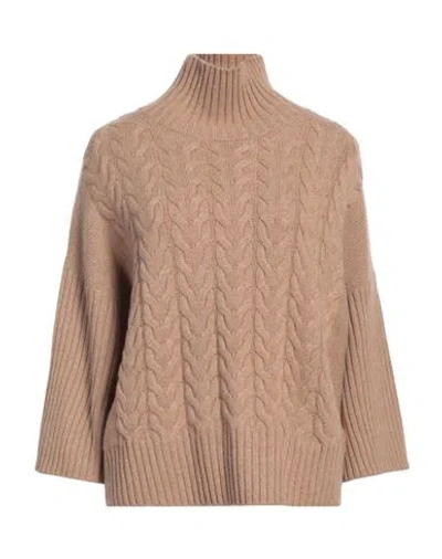 Max Mara Woman Turtleneck Camel Size M Cashmere In Brown
