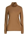 Max Mara Woman Turtleneck Camel Size L Virgin Wool In Brown