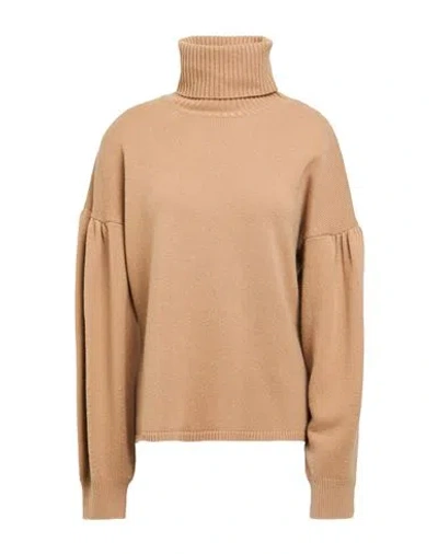 Max Mara Woman Turtleneck Camel Size L Wool, Cashmere In Beige