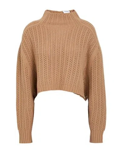 MAX MARA MAX MARA WOMAN TURTLENECK CAMEL SIZE L WOOL, CASHMERE
