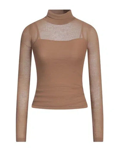 Max Mara Woman Turtleneck Camel Size M Virgin Wool In Brown