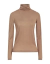 Max Mara Woman Turtleneck Camel Size M Virgin Wool In Beige