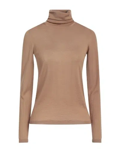 Max Mara Woman Turtleneck Camel Size M Virgin Wool In Beige