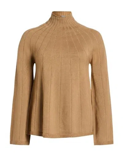 Max Mara Woman Turtleneck Camel Size Xs Virgin Wool In Beige