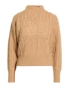 Max Mara Woman Turtleneck Camel Size Xs Wool, Cashmere In Brown