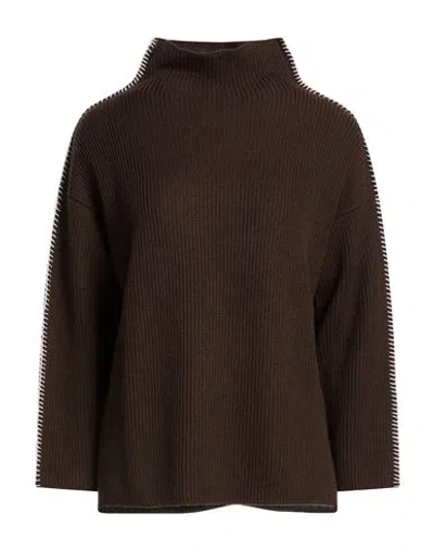 Max Mara Woman Turtleneck Chocolate Brown Size Xs Virgin Wool