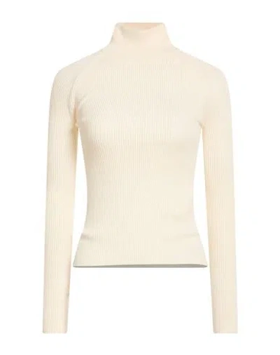 Max Mara Woman Turtleneck Cream Size S Virgin Wool, Polyester In Neutral