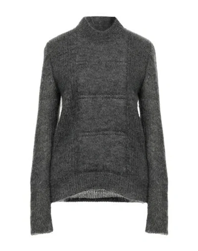 Max Mara Woman Turtleneck Grey Size L Mohair Wool, Polyamide, Wool In Gray