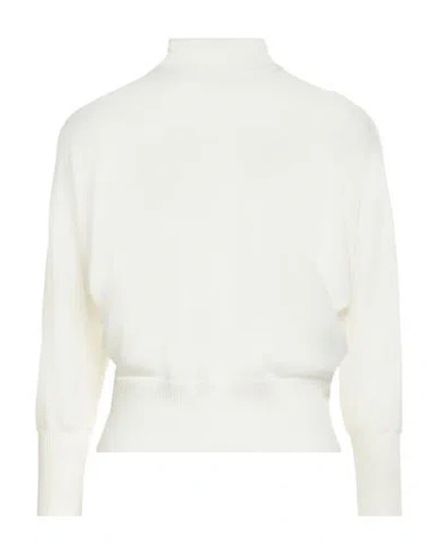 Max Mara Woman Turtleneck Ivory Size L Virgin Wool In White