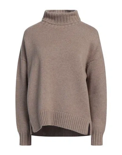 Max Mara Woman Turtleneck Khaki Size M Wool, Cashmere In Beige