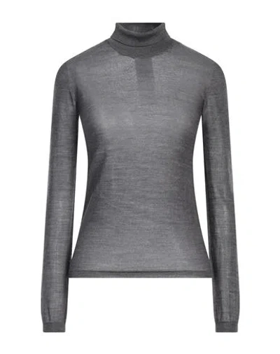 Max Mara Woman Turtleneck Lead Size M Virgin Wool In Grey